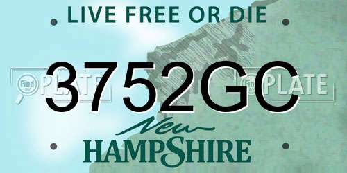 3752GC New Hampshire License Plate