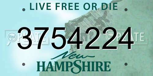 3754224 New Hampshire License Plate