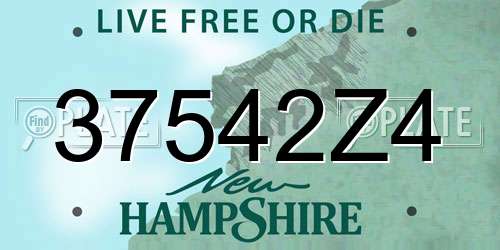 37542Z4 New Hampshire License Plate