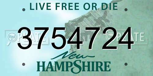 3754724 New Hampshire License Plate