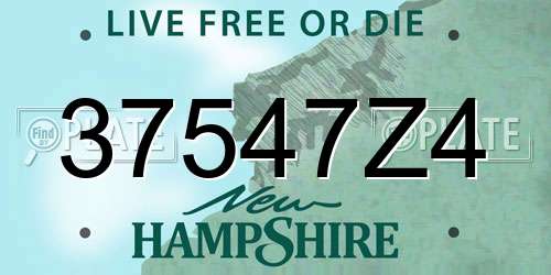 37547Z4 New Hampshire License Plate