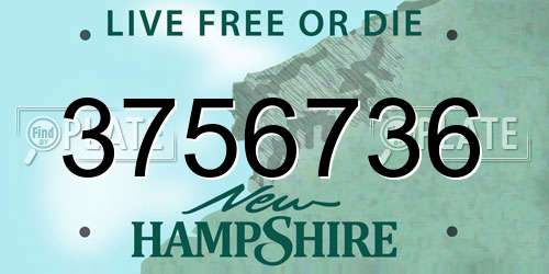 3756736 New Hampshire License Plate