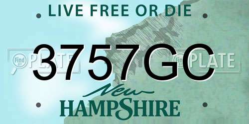 3757GC New Hampshire License Plate