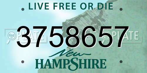 3758657 New Hampshire License Plate