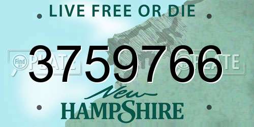 3759766 New Hampshire License Plate