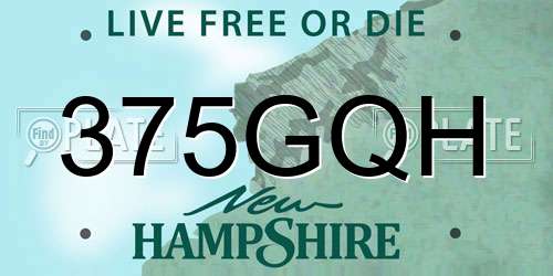 375GQH New Hampshire License Plate