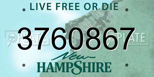 3760867 New Hampshire License Plate