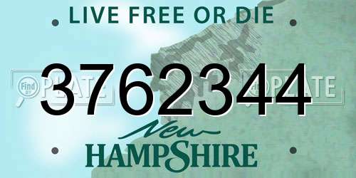 3762344 New Hampshire License Plate