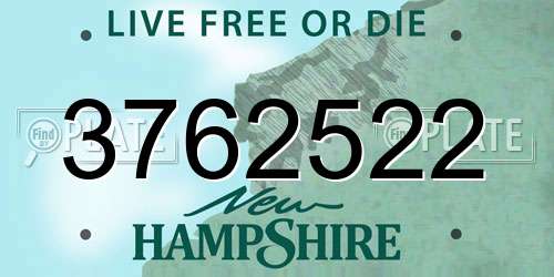 3762522 New Hampshire License Plate