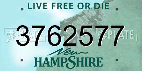 3762577 New Hampshire License Plate