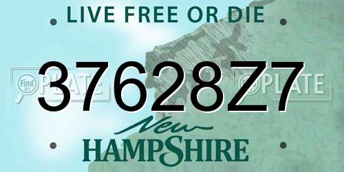 37628Z7 New Hampshire License Plate