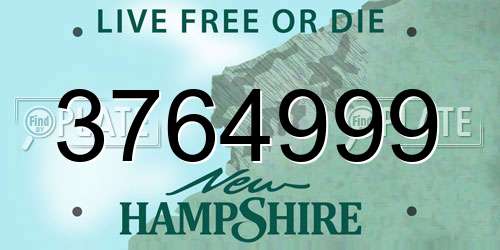 3764999 New Hampshire License Plate