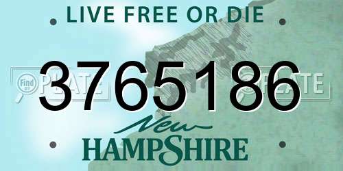 3765186 New Hampshire License Plate