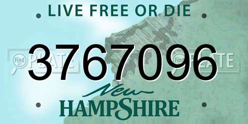 3767096 New Hampshire License Plate