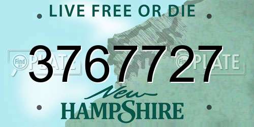 3767727 New Hampshire License Plate