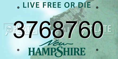 3768760 New Hampshire License Plate