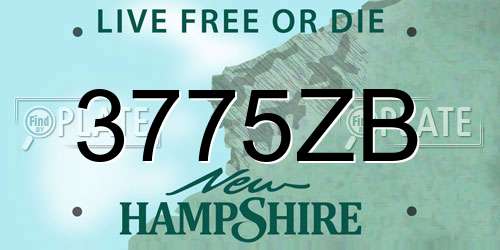 3775ZB New Hampshire License Plate