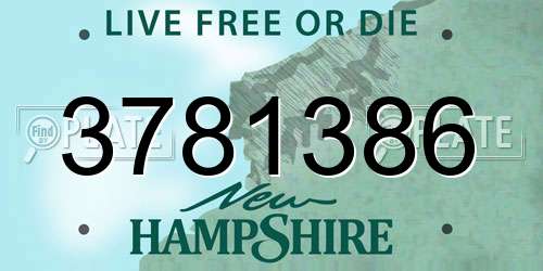3781386 New Hampshire License Plate