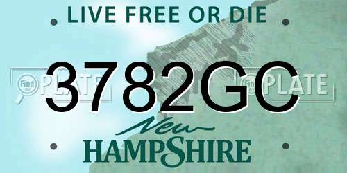 3782GC New Hampshire License Plate