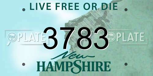 3783 New Hampshire License Plate