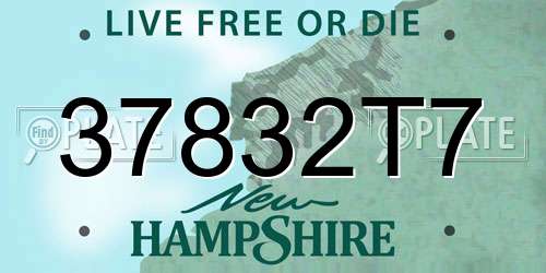 37832T7 New Hampshire License Plate