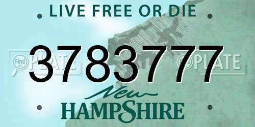 3783777 New Hampshire License Plate