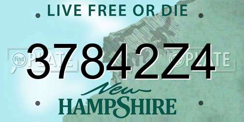 37842Z4 New Hampshire License Plate