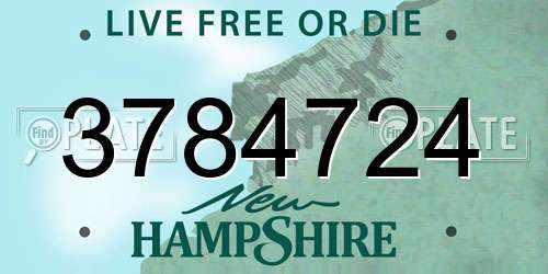 3784724 New Hampshire License Plate