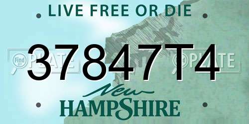 37847T4 New Hampshire License Plate