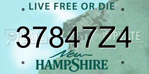 37847Z4 New Hampshire License Plate