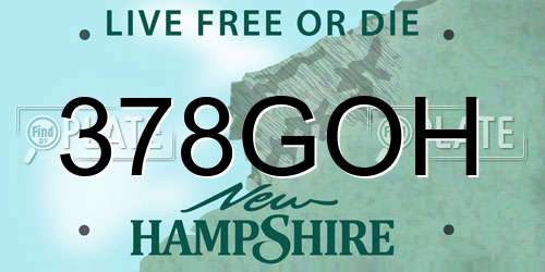 378GOH New Hampshire License Plate