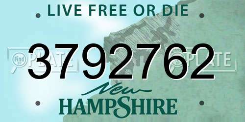 3792762 New Hampshire License Plate