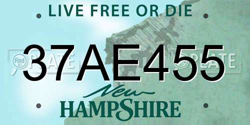 37AE455 New Hampshire License Plate