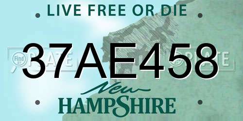 37AE458 New Hampshire License Plate