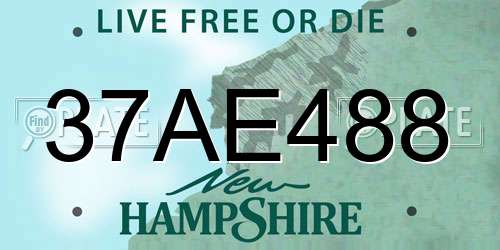 37AE488 New Hampshire License Plate