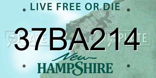 37BA214 New Hampshire License Plate