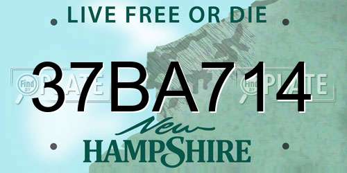 37BA714 New Hampshire License Plate