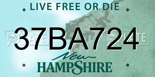 37BA724 New Hampshire License Plate