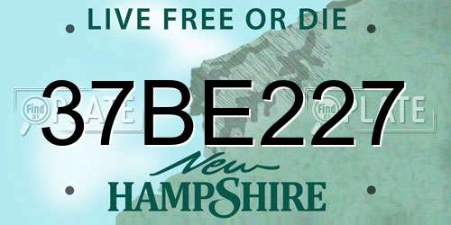 37BE227 New Hampshire License Plate
