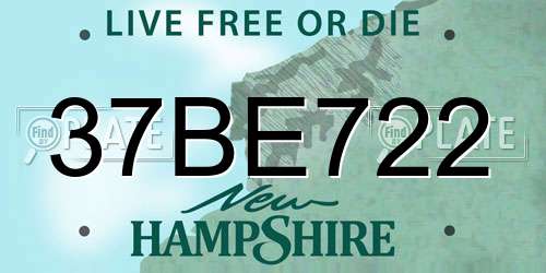 37BE722 New Hampshire License Plate