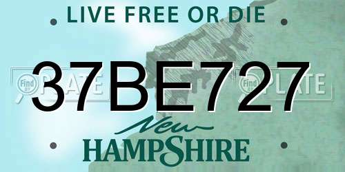 37BE727 New Hampshire License Plate