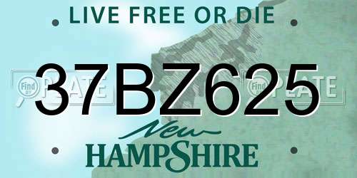 37BZ625 New Hampshire License Plate