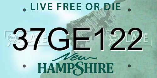 37GE122 New Hampshire License Plate