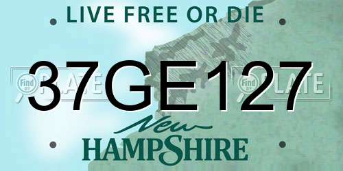 37GE127 New Hampshire License Plate