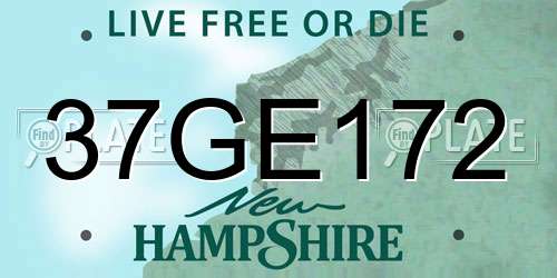 37GE172 New Hampshire License Plate