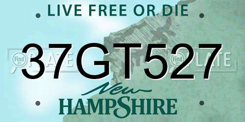 37GT527 New Hampshire License Plate