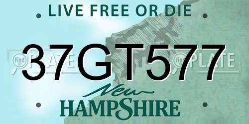 37GT577 New Hampshire License Plate