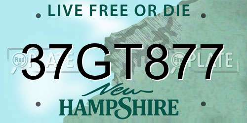 37GT877 New Hampshire License Plate