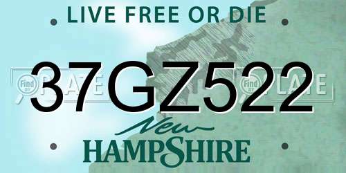 37GZ522 New Hampshire License Plate