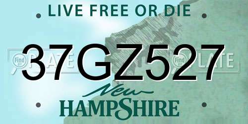 37GZ527 New Hampshire License Plate
